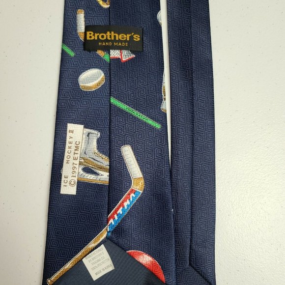 Brothers Trading Co Handmade Hockey Themed Necktie - Picture 3 of 5